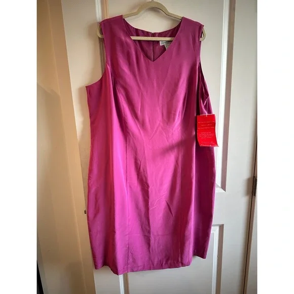 Stephanie Andrews 100% Silk Dress V Neck Sleeveless Women's Plus size 22W NWT - Picture 1 of 7